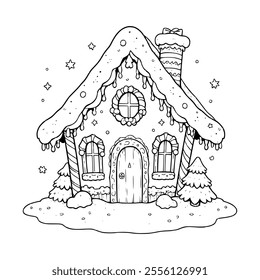 Vintage gingerbread house coloring book