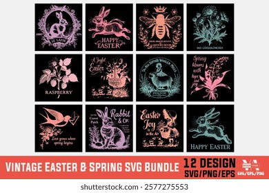 Vintage Girl Easter Spring Clipart