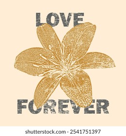 Vintage girls flowers print design. love forever slogan t shirt design. summer tropical flowers graphic