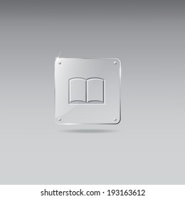 Vintage glass framework with open book icon