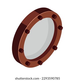 Vintage glass mechanism element isometric icon 3d vector illustration
