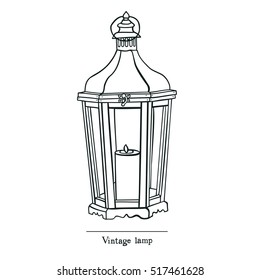 Vintage glass and metal lamp with candle
