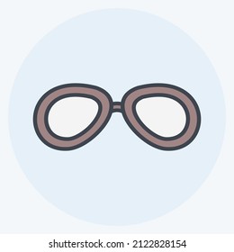 Vintage Glasses Icon in trendy color mate style isolated on soft blue background