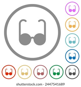 Vintage glasses solid flat color icons in round outlines on white background