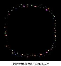 Vintage Glitter Vector Stars Falling Down. Cool Vintage Confetti Celebration Border, Frame. Christmas, New Year, Birthday, Music Party Decoration. Night Club Hipster Glitter Retro Stars Confetti.
