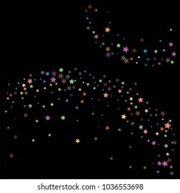 Vintage Glitter Vector Stars Falling Down. Funky Cool Vintage Confetti Celebration Background. Christmas, New Year, Birthday, Music Party Decoration. Night Club Retro Glitter Vector Stars Confetti.