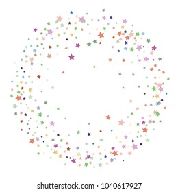 Vintage Glitter Vector Stars Falling Down. Glamour Vintage Confetti Celebration Border, Frame. Christmas, New Year, Birthday, Music Event. Night Club Hipster Glitter Vector Stars Confetti.