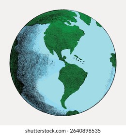 Vintage globe illustration, vector element.