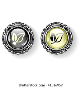 Vintage glossy eco button, two vector versions