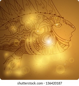 vintage glow background with fish