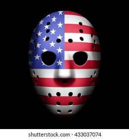 Vintage Goalie Mask with USA flag vector illustration