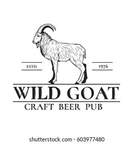 Vintage goat beer label.Typography,lettering.