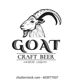 Vintage goat beer label.Typography,lettering.