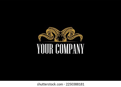 Vintage goat logo template vector