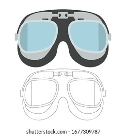 vintage goggles vector illustration , flat style, lining draw