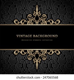 Vintage gold background, divider, header, ornamental vector frame