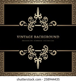 Vintage gold background, divider, header, ornamental vector frame
