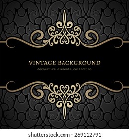 Vintage Gold Background, Divider, Header, Ornamental Vector Frame