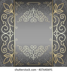 Vintage gold background, divider, header, ornamental vector frame