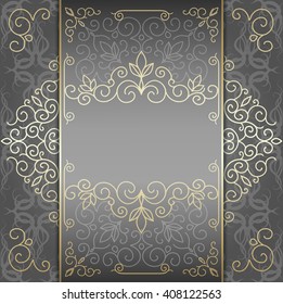 Vintage gold background, divider, header, ornamental vector frame