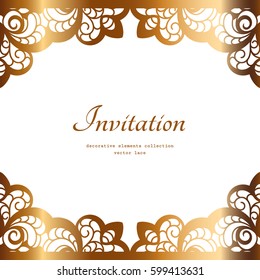 Vintage gold background, elegant golden frame, vector greeting card or invitation design