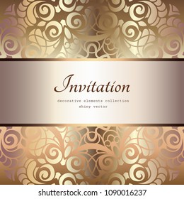 Vintage gold background, elegant vector greeting card or invitation design