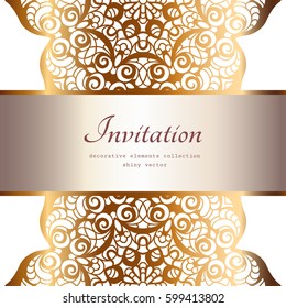 Vintage gold background, elegant vector greeting card or invitation design