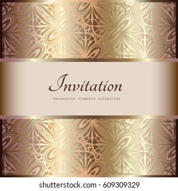 Vintage gold background, elegant vector greeting card or invitation design