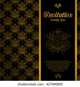 Vintage gold background, invitation card