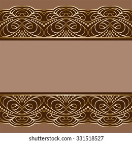 Vintage gold background, ornamental vector frame with golden borders