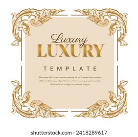 Vintage gold background, Ornate Frame for invitations and greeting cards, elegant vector antique frame. EPS 10 Vector.