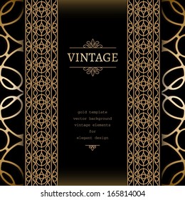 Vintage gold background with seamless borders, vector eps10