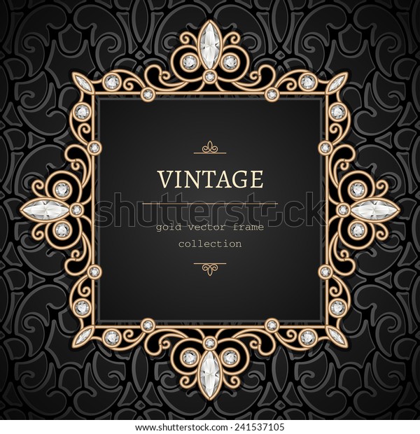 Vintage gold background, square jewelry frame,\
vector eps10