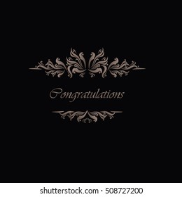 Vintage gold background, vector antique frame on black