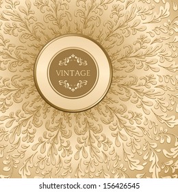 Vintage gold background, vector ornamental template 