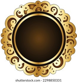 Vintage gold background, vector ornamental frame on black
