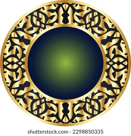 Vintage gold background, vector ornamental frame on black
