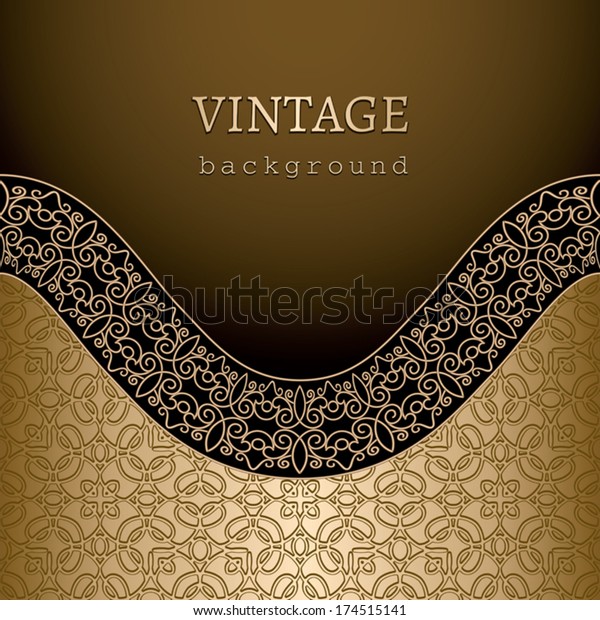 Vintage gold background, vector ornamental template