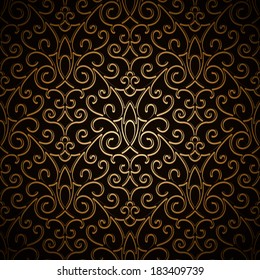 Vintage gold background, vector seamless pattern