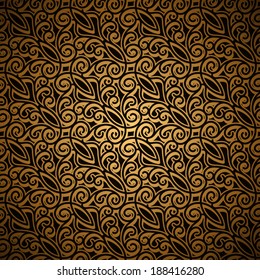 Vintage gold background, vector seamless pattern