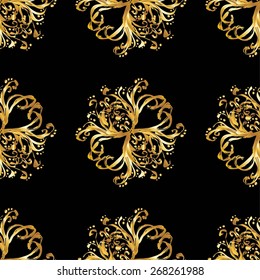 Vintage gold background, vector seamless pattern