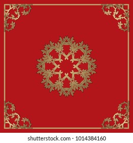 Vintage gold background, vector square ornamental frame with place for text. Can be used for documents, book cover, album, menu, poster, certificate.