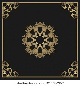 Vintage gold background, vector square ornamental frame with place for text. Can be used for documents, book cover, album, menu, poster, certificate.