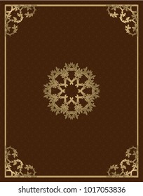 Vintage gold background, vector square ornamental frame with place for text. Can be used for documents, book cover, album, menu, poster, certificate.