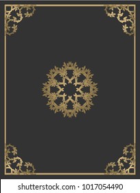 Vintage gold background, vector square ornamental frame with place for text. Can be used for documents, book cover, album, menu, poster, certificate.