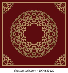 Vintage gold background, vector square ornamental frame with place for text. Can be used for documents, book cover, album, menu, poster, certificate.