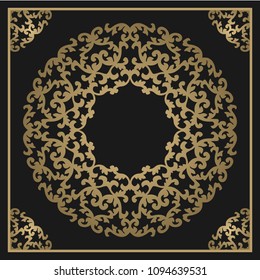 Vintage gold background, vector square ornamental frame with place for text. Can be used for documents, book cover, album, menu, poster, certificate.