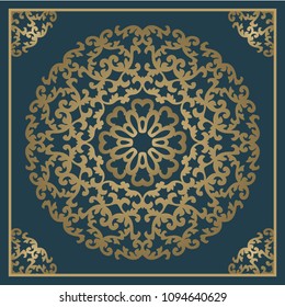 Vintage gold background, vector square ornamental frame. Can be used for documents, book cover, album, menu, poster, certificate.