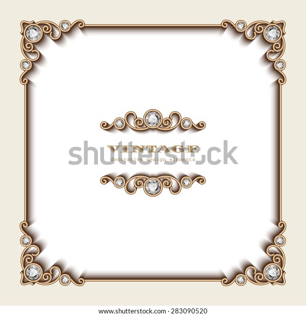 Vintage gold background, vector square jewelry
frame on white, eps10