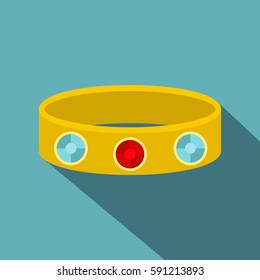 Vintage gold bangle icon. Flat illustration of vintage gold bangle vector icon for web on baby blue background